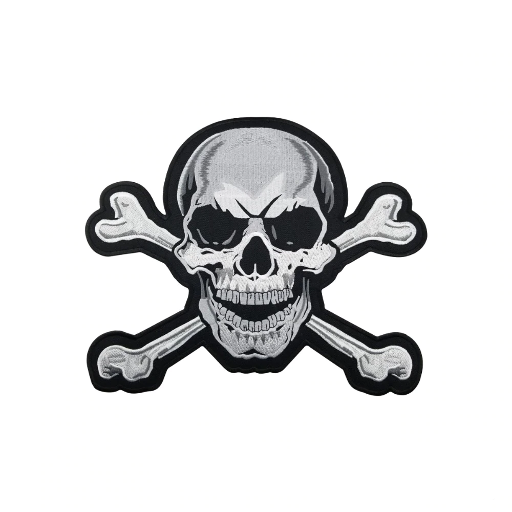 Patch biker tête de mort brodé 3D à coudre sur veste gilet t-shirt sac motard