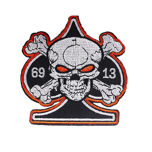 Patch biker tête de mort 3D brodé style mexicain à coudre sur veste motard