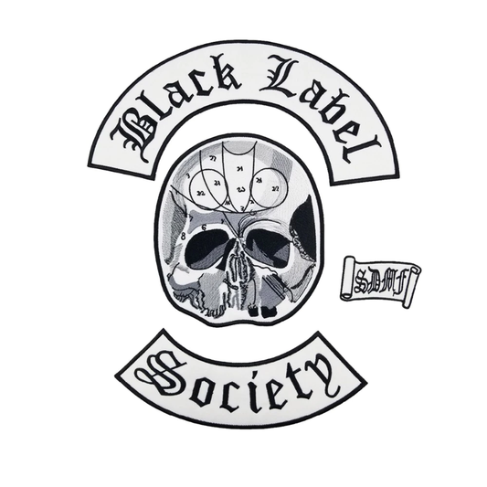 Patch Black Label Society brodé 3D avec crâne à coudre sur veste ou sac style biker