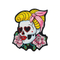Patch brodé biker femme tête de mort et fleurs roses à coudre sur veste ou sac
