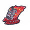 Patch dorsal biker Burning Rubber avec pneu enflammé brodé en 3D rouge et jaune à coudre sur veste moto