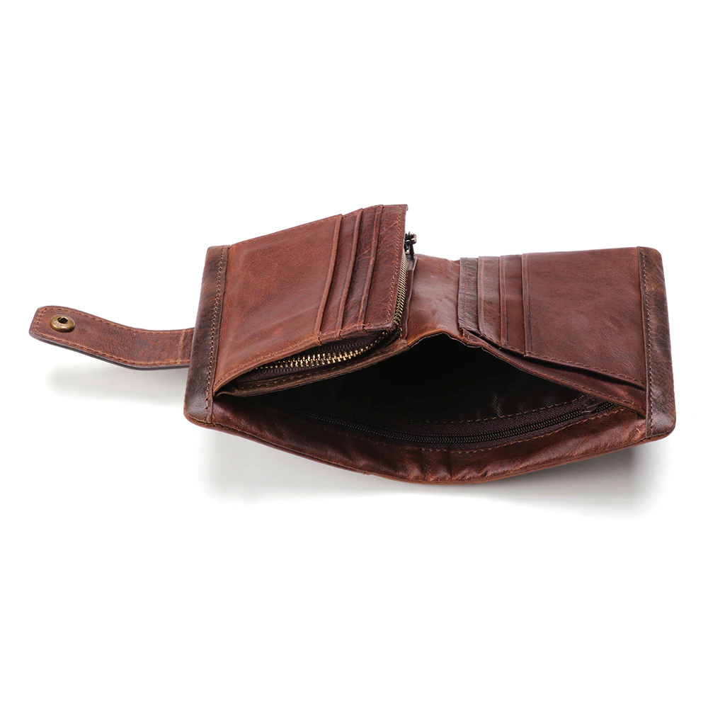 Portefeuille cuir marron ouvert | Boutique biker