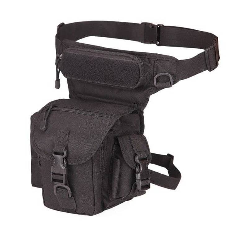 sacoche de cuisse moto tactique unisexe en nylon et polyester imperméable, avec sangles réglables et fermeture zippée, disponible en noir, beige et vert