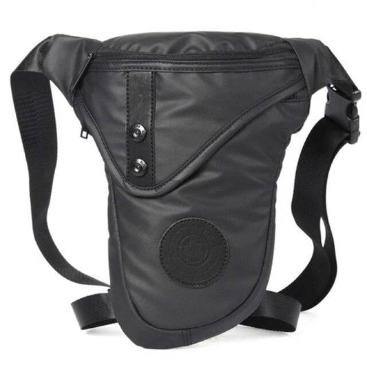 sacoche de cuisse moto noire unisexe en nylon et polyester 600D imperméable avec sangles réglables et fermeture zippée sécurisée