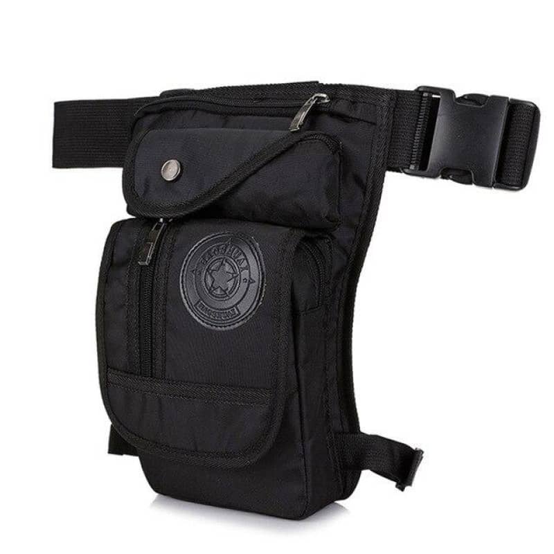 sacoche de jambes moto unisexe en polyester et nylon imperméable avec 4 poches, sangles ajustables et fermeture zippée sécurisée