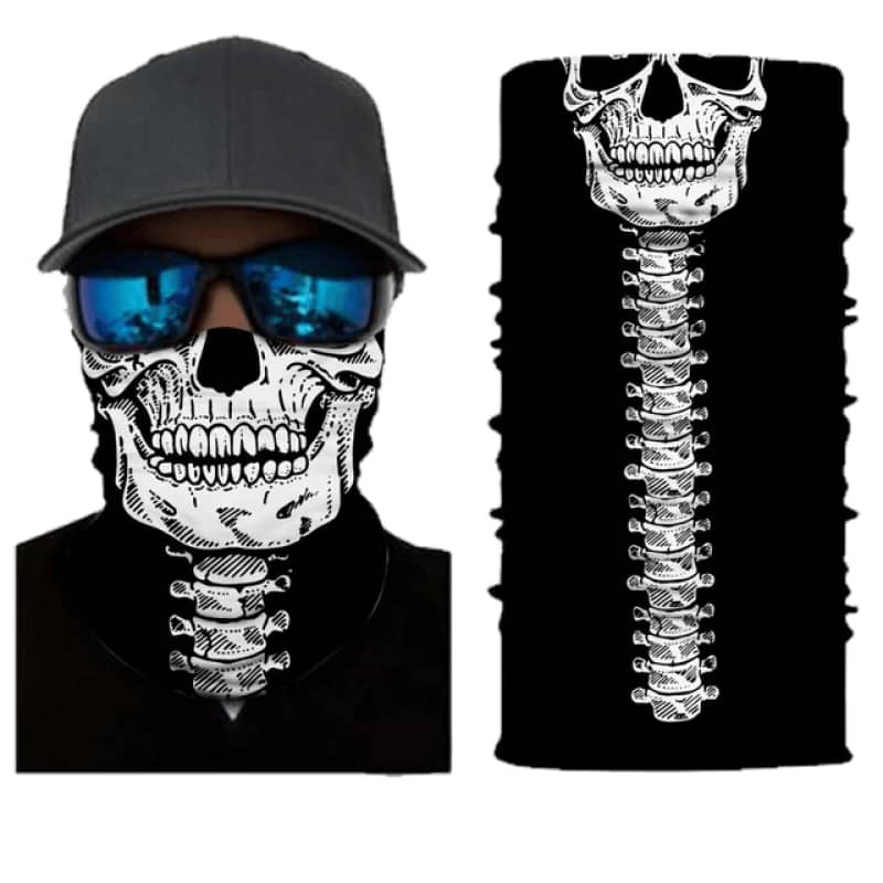 Tour de cou moto motif crâne squelette noir et blanc, tissu léger et respirant, protection efficace contre le vent, la poussière et le froid, style audacieux et original.