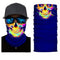 Tour de cou moto homme bleu motif tête de mort néon multicolore, tissu respirant et léger, protection efficace contre le vent, la poussière et le froid, style urbain et audacieux.