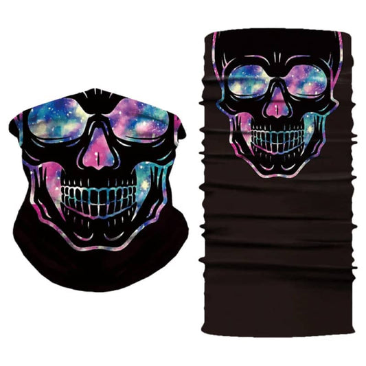 tour de cou moto squelette original, motif crâne réaliste galaxie, respirant et extensible, protection vent et poussière, unisexe, compatible casque moto