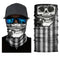 Tour de cou moto homme motif crâne moustachu, tissu léger et respirant, protection efficace contre le vent et la poussière, style audacieux et rebelle.