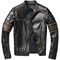 Blouson biker homme en cuir, broderie Tête de Mort Croix de Malte, bandes orange vif.