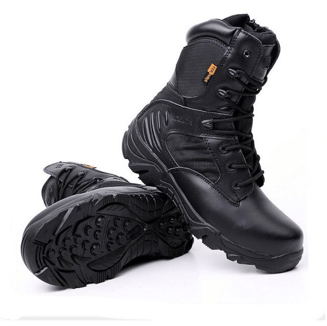 Bottes biker DELTA CORDURA noires, robustes, semelle crantée antidérapante, lacets et zip.