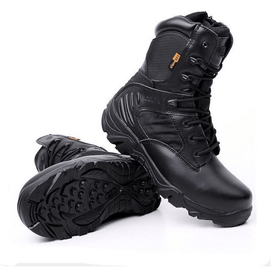 Bottes biker DELTA CORDURA noires, robustes, semelle crantée antidérapante, lacets et zip.