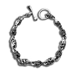 Bracciale con teschio da motociclista (argento) - Vignette | Boutique biker
