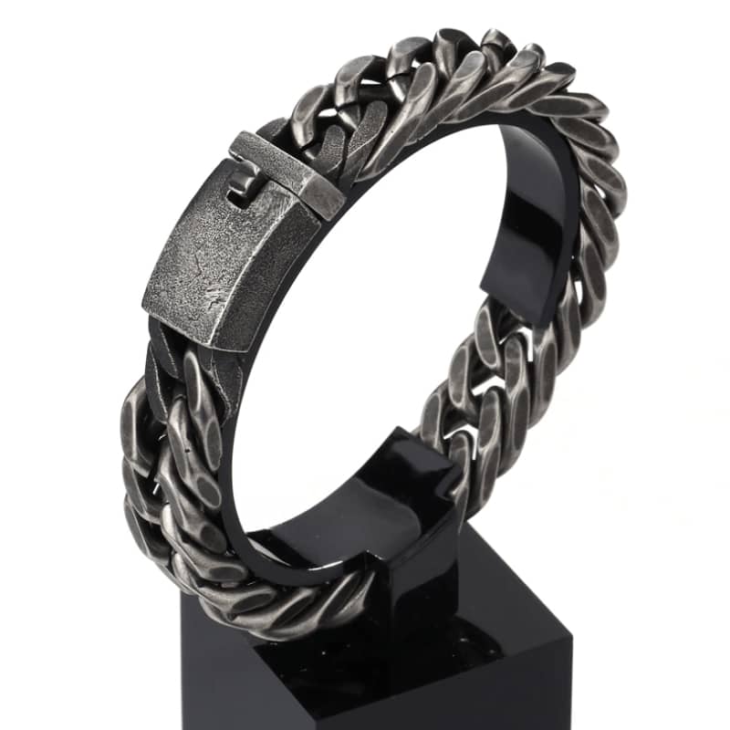 Bracelet biker homme en acier inoxydable 316L style chaîne moto rustique et virile