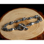 Bracciale con teschio da motociclista (argento) - Vignette | Boutique biker