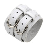 braccialetto da motociclista in pelle bianca - Vignette | Boutique biker