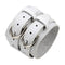 Bracelet en cuir blanc unisexe avec deux boucles en acier inoxydable pour style motard élégant