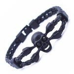 Braccialetto biker in pelle con teschio - Vignette | Boutique biker