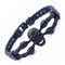Bracelet en cuir noir pour homme avec tête de mort style biker