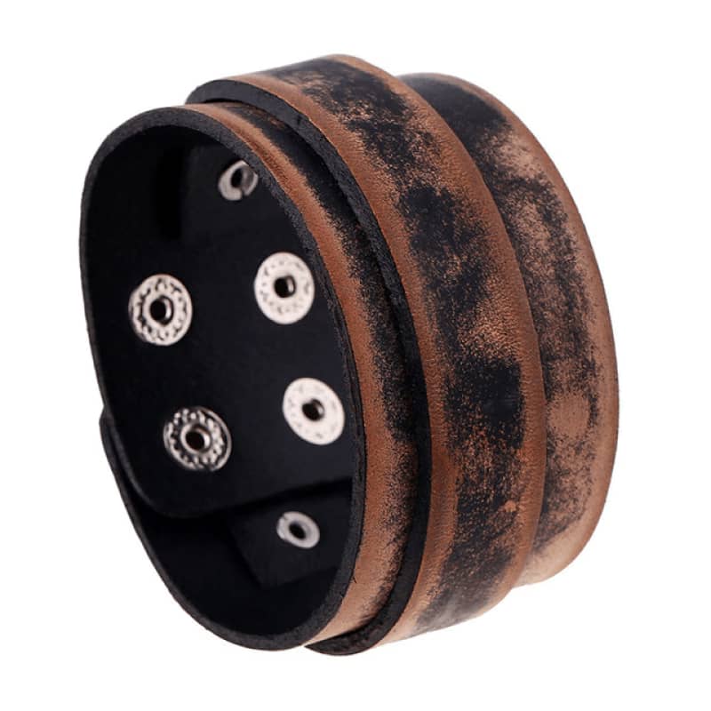 Bracelet en cuir vintage noir et brun pour homme et femme, style biker