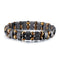 Bracelet pour homme style biker en perles œil de tigre et bois naturel