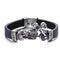 Bracelet gothique pour motard en cuir noir avec squelette sur moto en acier