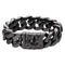 Bracelet biker noir tête de mort en acier inoxydable pour homme et femme