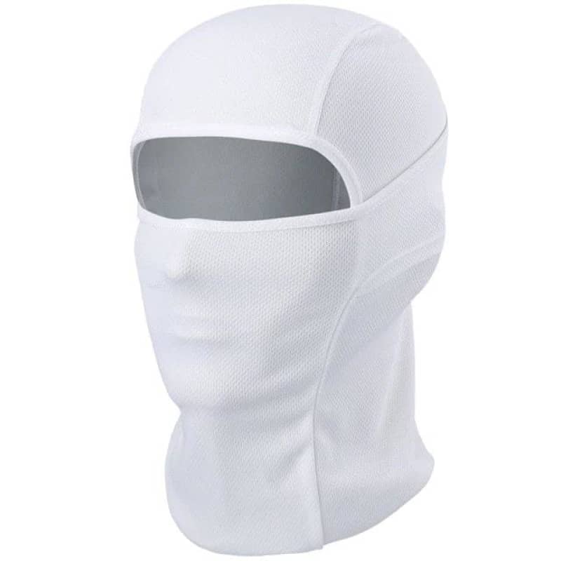 Cagoule moto blanche unisexe en polaire, polyester et spandex, coupe-vent et anti-transpiration, confortable et respirante, compatible casque et adaptée à toutes tailles