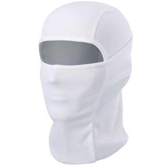 Cagoule moto blanche unisexe en polaire, polyester et spandex, coupe-vent et anti-transpiration, confortable et respirante, compatible casque et adaptée à toutes tailles