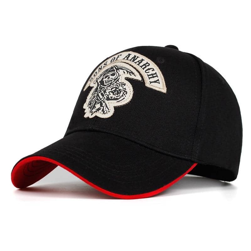 Casquette moto noire et rouge Sons of Anarchy ajustable pour motards
