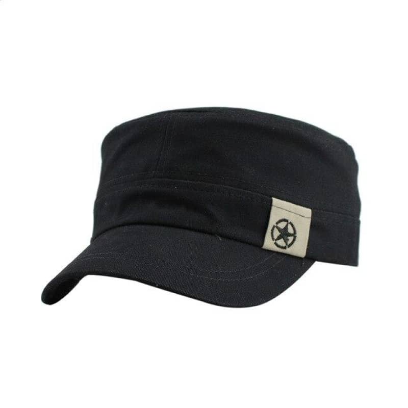 casquette de moto noire style US Army avec étoile brodée pour motard