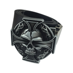 Cinturón de motociclista con calavera y cruz de Malta - Vignette | Boutique biker