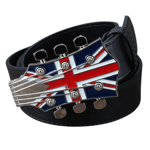 Ceinture guitare avec boucle Union Jack style rock pour bikers