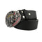 ceinture biker noire avec boucle tête de mort Lucky 13 en alliage de zinc