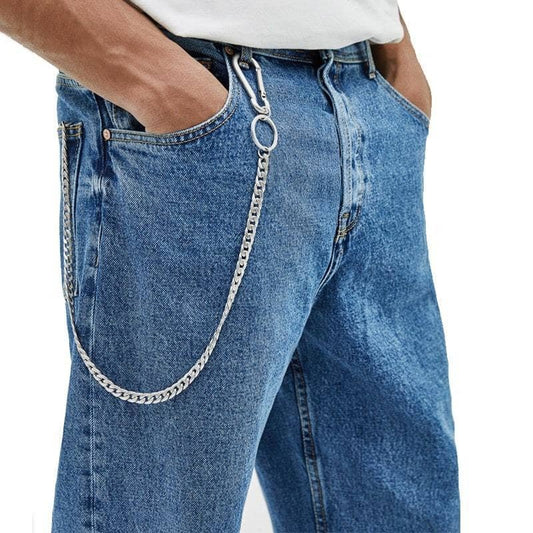 Chaîne à pantalon en acier inoxydable 316L style biker pour homme et femme, look jean urbain