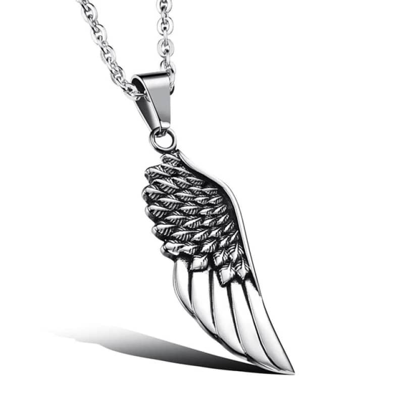collier aile d’ange en acier inoxydable pour homme et femme style spirituel