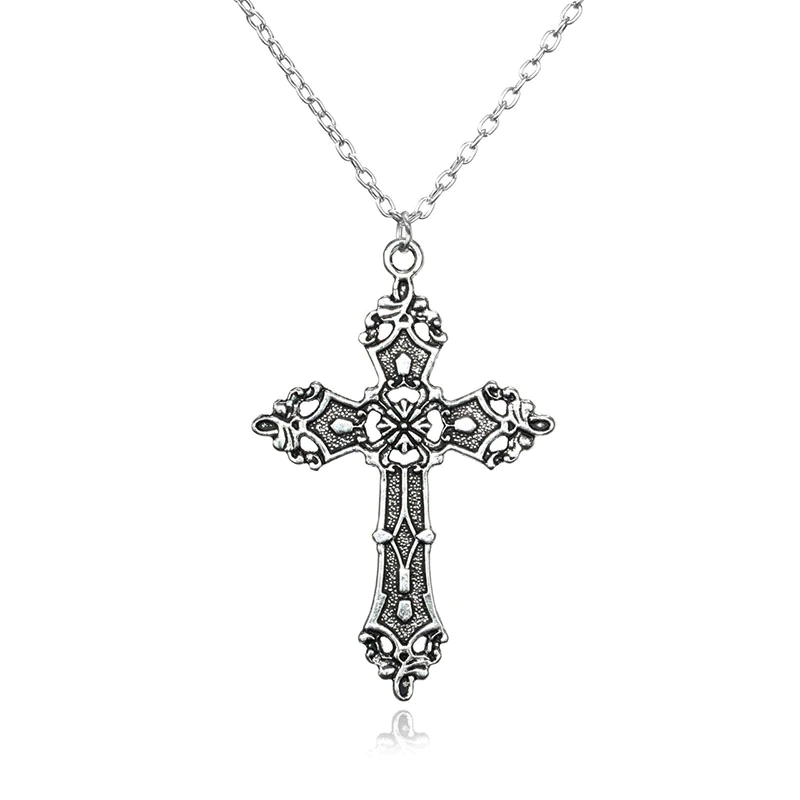 Collier motard homme en acier inoxydable 316L avec pendentif croix gothique vintage