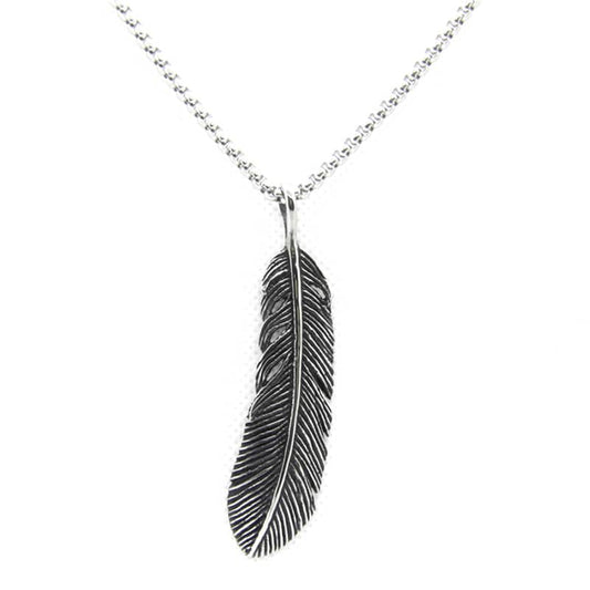 Collier plume en acier inoxydable 316L pour homme et femme, bijou mixte au style symbolique