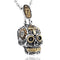 Collier tête de mort argent pour homme en acier 316L avec croix dorée et Vierge gravée, style biker religieux