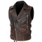 Gilet biker "Ride Free" en cuir véritable noir ou marron, avec poches zippées.