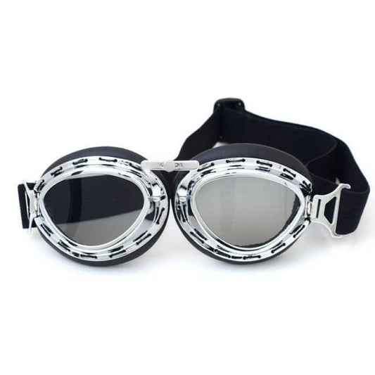 lunette moto aviateur chrome noir style rétro pour homme