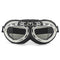 lunette moto aviateur chromée style rétro avec mousse noire et verre teinté fumé