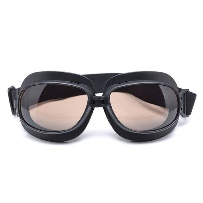 lunette moto noire sobre avec monture fine et écran fumé léger, look épuré