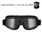 Lunette moto Skulled style aviateur en cuir noir, verres miroirs argentés pour motard.