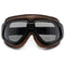 lunette moto marron style vintage avec mousse confort et verre teinté foncé