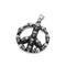 Pendentif homme biker en acier inoxydable avec motif peace et têtes de mort