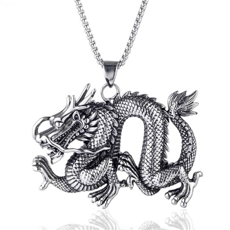 Pendentif dragon chinois en acier inoxydable 316L pour homme et femme