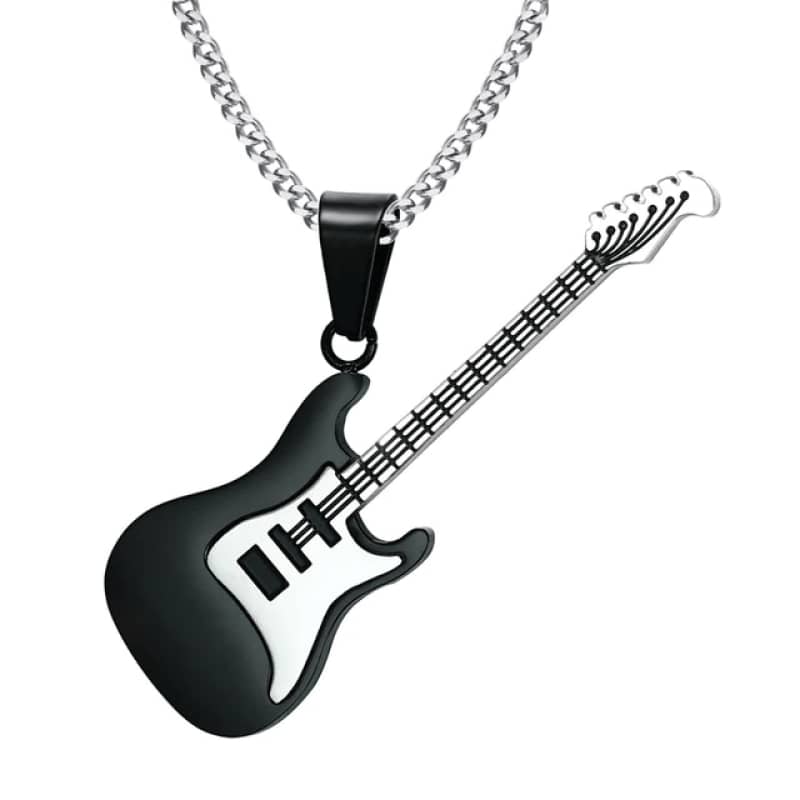 pendentif guitare électrique en acier inoxydable 316L pour homme au style rock