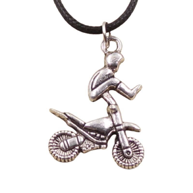 Pendentif moto cross acrobatique en acier inoxydable 316L pour passionné de motocross et biker