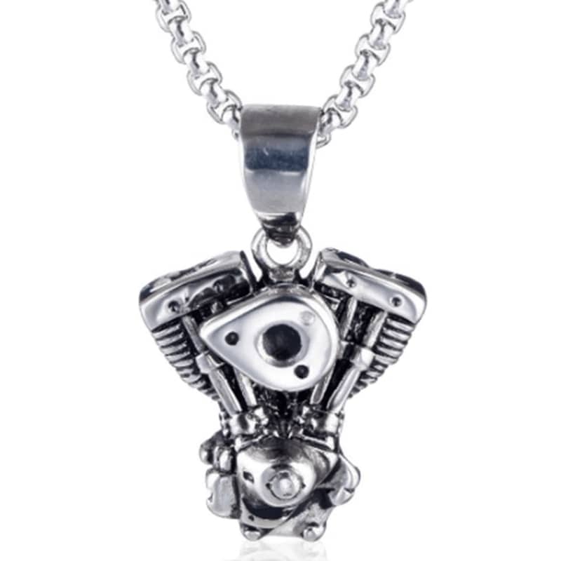 Pendentif moteur V-Twin pour homme en acier inoxydable 316L style biker